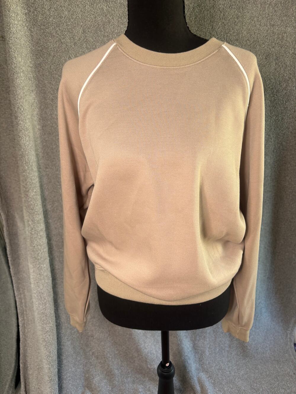 SPANX Airpiqué Sweatshirt L Taupe Modal Raglan Athleisure
